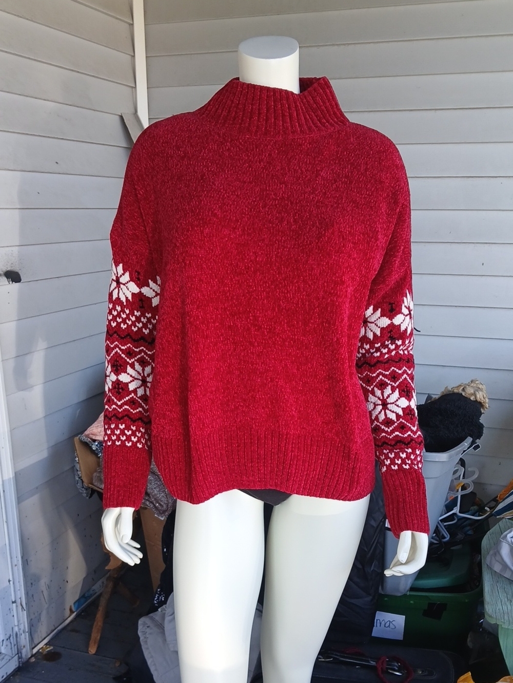 Christian Siriano Plush Red Ribbed Knit Cardigan